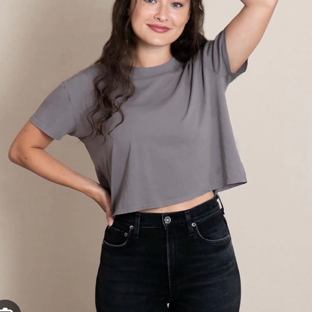 Gray Short Sleeve Crop T-Shirt